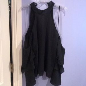 Black dress up shoulder-less shirt